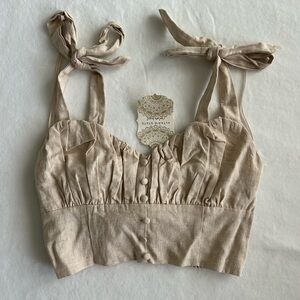 Altar'd State Linen Crop Top with Tie Straps